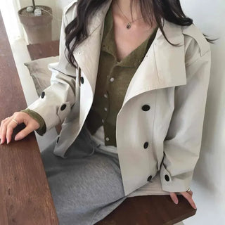 Epaulette Loose Fit Crop Trench Jacket