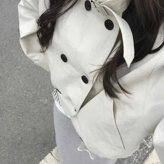Epaulette Loose Fit Crop Trench Jacket
