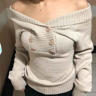 Ribbon Tie Sailor Collar V-Neck Short Slim Fit Knit