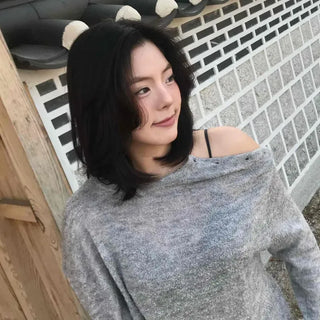 One-Off Shoulder Button-Detail Oversized Knit