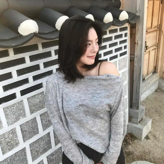 One-Off Shoulder Button-Detail Oversized Knit
