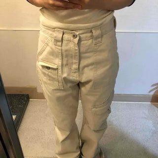 High-waisted Side-Flap Pocket Semi-Bootcut Long Pants