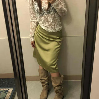 Slim Fit Satin Pencil Line Midi Skirt