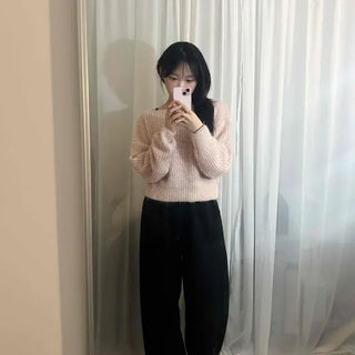 Loose-fit Boat Neck Short Rib Knit
