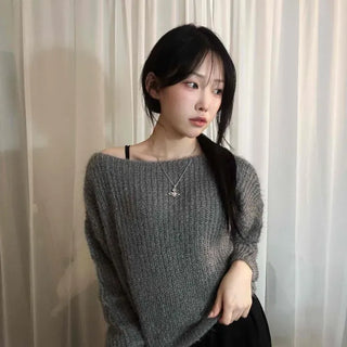 Loose-fit Round Neck Short Puff Sleeve Knit