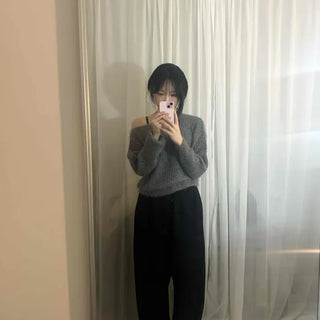 Loose-fit Round Neck Short Puff Sleeve Knit