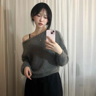 Loose-fit Round Neck Short Puff Sleeve Knit
