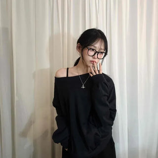 Deep Boat Neck Loose Fit Daily Sweatshirt