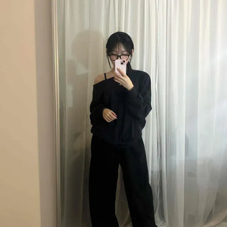 Deep Boat Neck Loose Fit Daily Sweatshirt