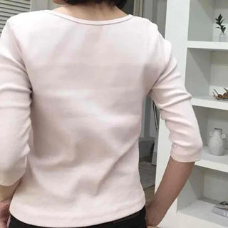 Slim Fit Rib Round Neck 3/4 Sleeve T-shirt