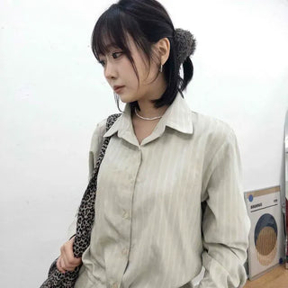 Button-Up Collar Waist Ribbon A-Line Shirt Dress