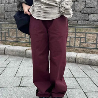 Semi-Wide High-Waisted Color Long Pants