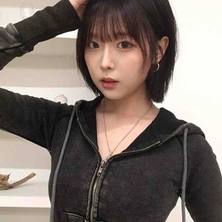 Vintage Washed Street Slim Zip-Up Hoodie