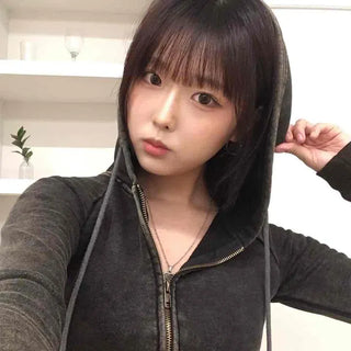 Vintage Washed Street Slim Zip-Up Hoodie