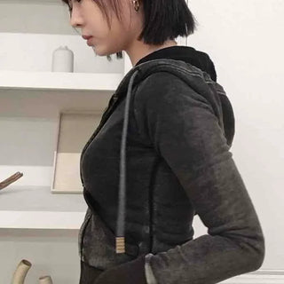 Vintage Washed Street Slim Zip-Up Hoodie