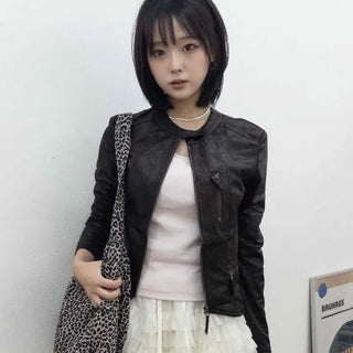 Slim Fit Biker Shoulder Pad Short Rider Jacket