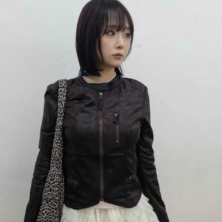 Slim Fit Biker Shoulder Pad Short Rider Jacket