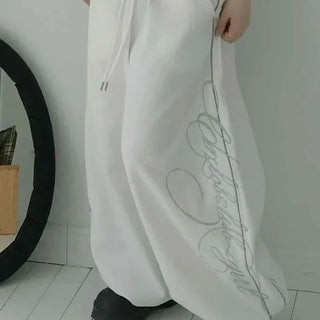Loose-Fit Lettering Stitching Jogger Training Pants