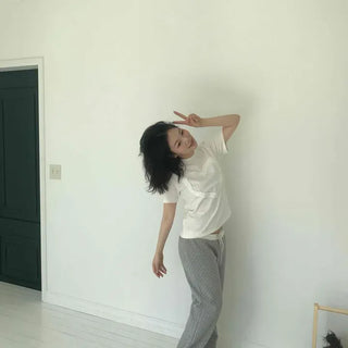 Frill Heart Round Neck Loose Fit Short Sleeve T-shirt