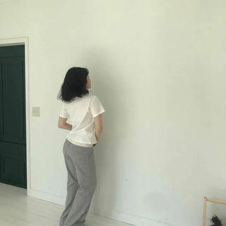 String Dot Semi-Bootcut Home Wear Long Pants