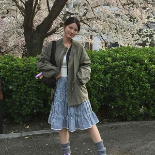 Loose Fit Flap Pocket Zipper Field Jacket