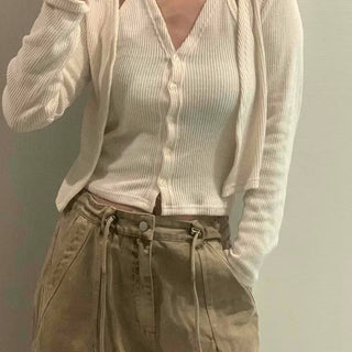 Back Button Boat Neck Slim Fit Rib Knit Long Sleeve T-shirt