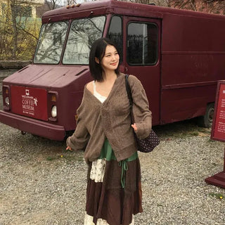 Oversized V-neck Short Knit Cardigan