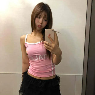 ITALIA Lettering Sporty Color Block Slim Fit Sleeveless T-shirt