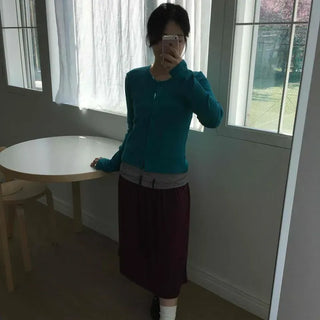 Striped Band Ribbon Tie Flare A-Line Midi Skirt
