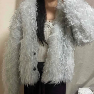 Oversized Plain V-neck Short Long Sleeve Cardigan