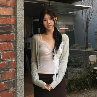 Slim Fit Plain Button V-Neck Long Sleeve Cardigan
