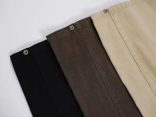 Simple Trendy Buckle Hem Long Pants