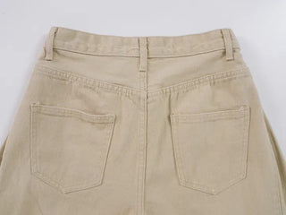 Simple Trendy Buckle Hem Long Pants