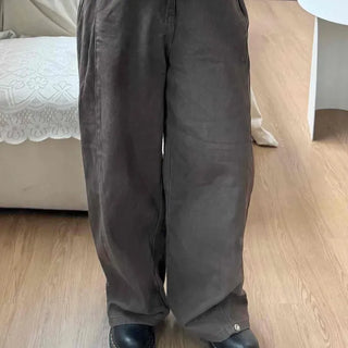 Simple Trendy Buckle Hem Long Pants