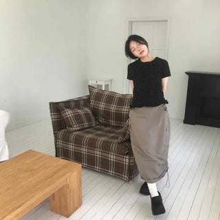 Loose Fit Cargo Pocket String Straight H-Line Skirt