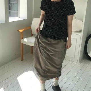 Loose Fit Cargo Pocket String Straight H-Line Skirt
