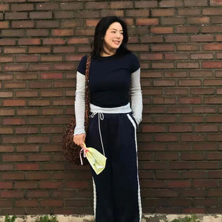 Regular Fit Layered Dot Round Neck Long Sleeve T-shirt