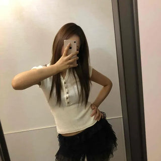 Frill See-through Tiered Short Shorts