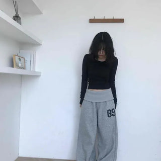 Loose Fit Numbering Wide Long Pants