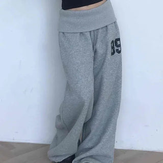 Loose Fit Numbering Wide Long Pants