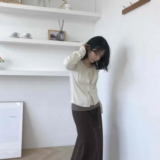 Regular Fit Dot Button Layered Long Sleeve T-shirt