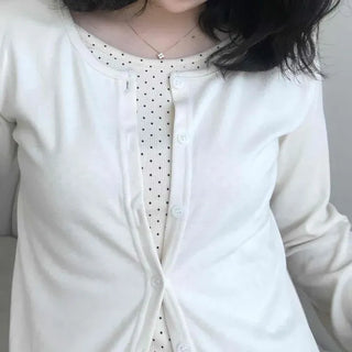 Regular Fit Dot Button Layered Long Sleeve T-shirt