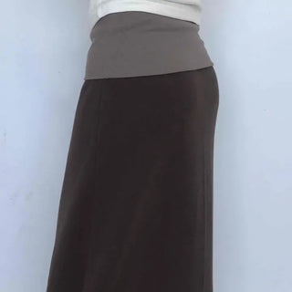 Loose-fit String H-line Straight Daily Long Skirt