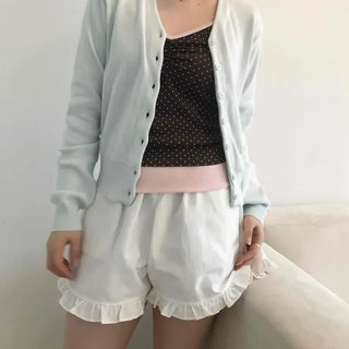 Regular Fit Plain Button-Down Long Sleeve Cardigan