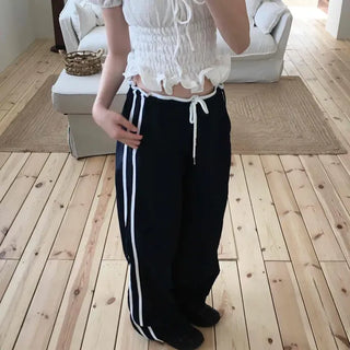 Loose Fit String Contrast Wide Daily Training Bottoms
