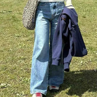 Loose-fit Washed Button-up Wide Long Pants
