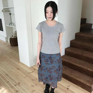 Flower A-line Daily Romantic Long Skirt