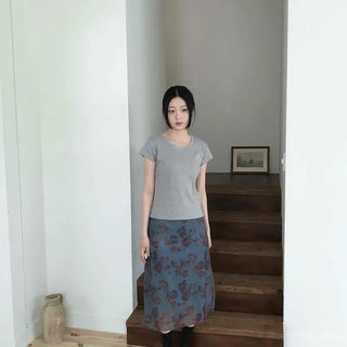 Flower A-line Daily Romantic Long Skirt