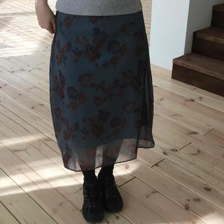 Flower A-line Daily Romantic Long Skirt