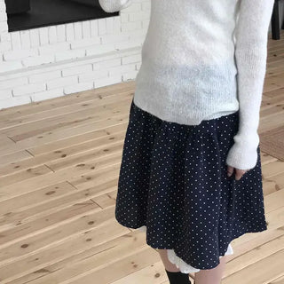 Dot Frill Flare A-Line Daily Midi Skirt